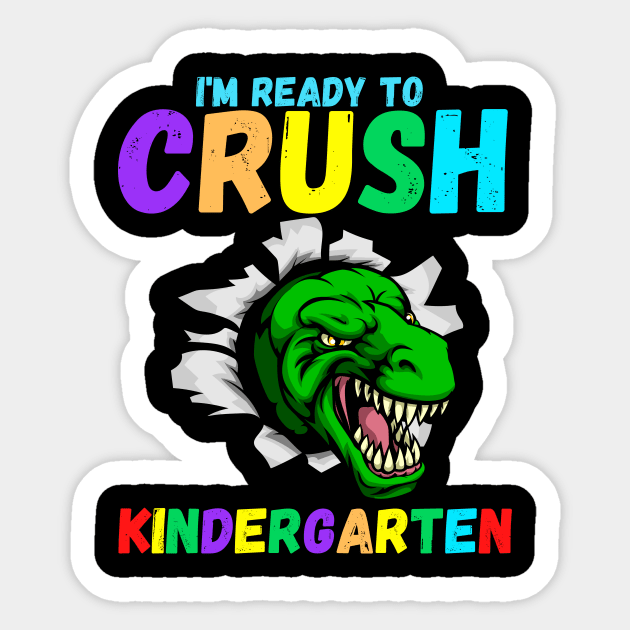 Kindergarten shirt boy I'm Ready To Crush Kindergarten T Rex Dino Holding Pencil T-Shirt Back to school shirt for boy Sticker by divawaddle